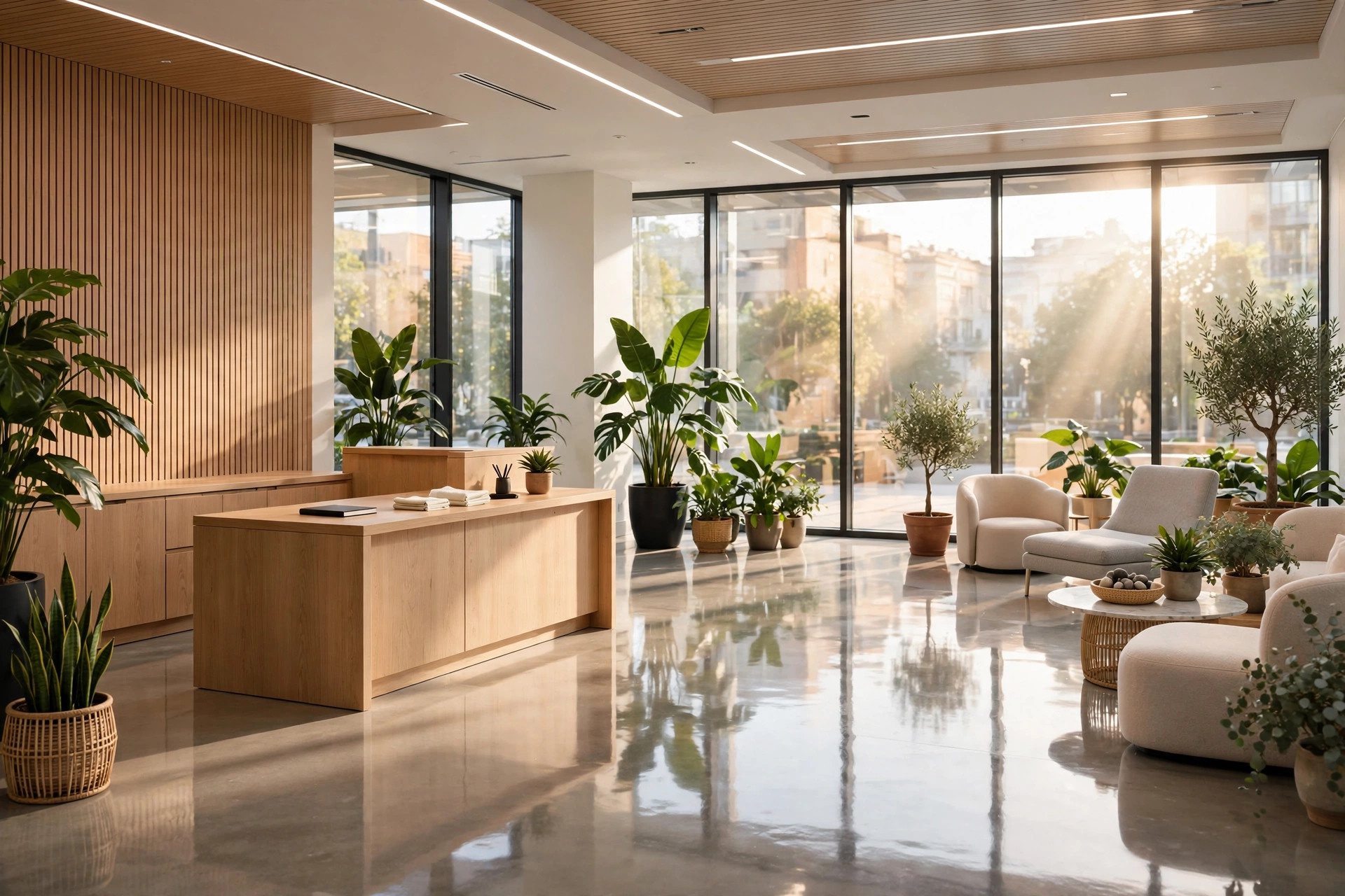 Spotless office lobby